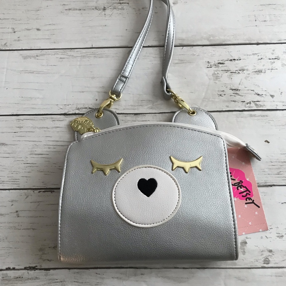 Betsey Johnson-Silver Bear Crossbody/Wallet